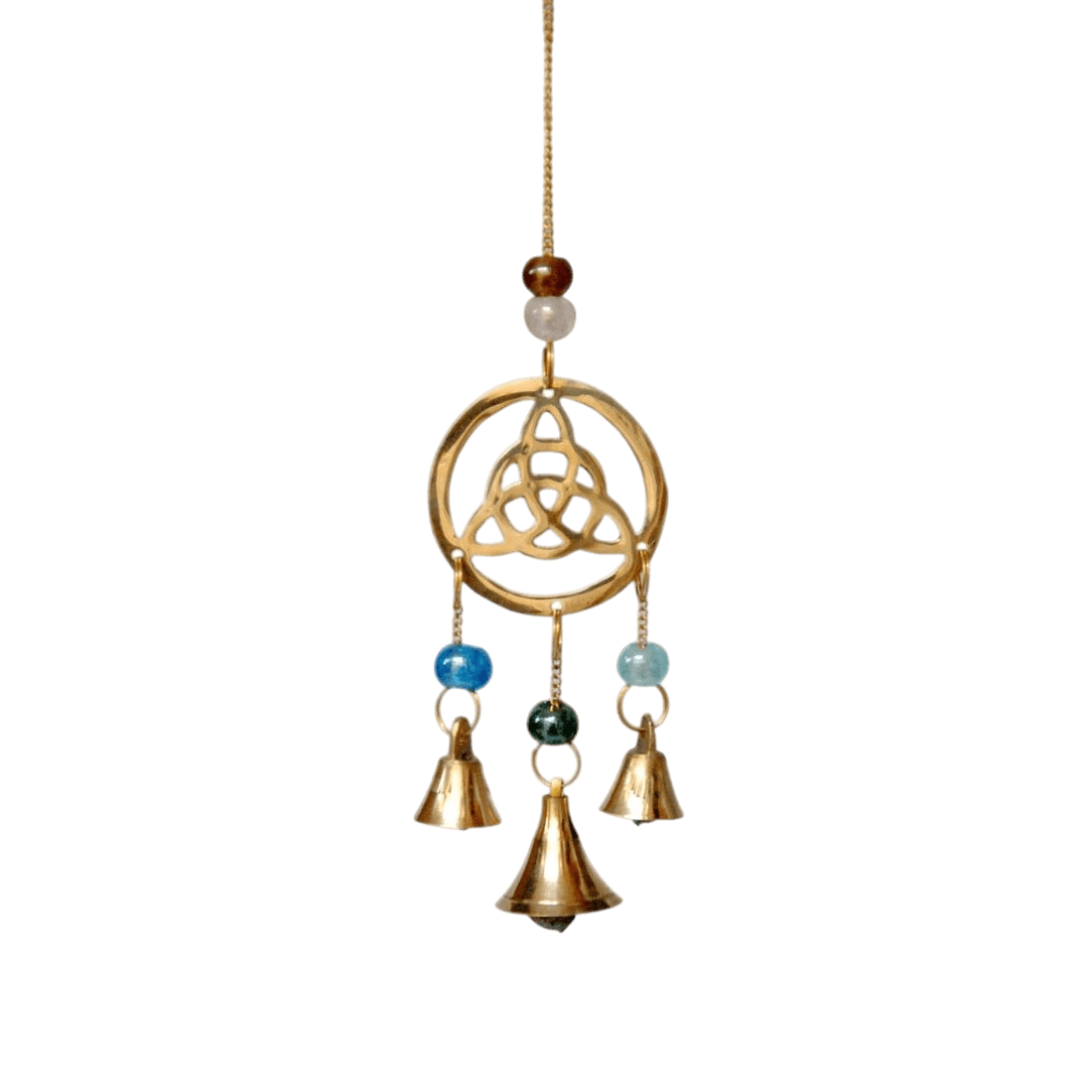 BRASS & BEADS WIND CHIME TRIQUETRA DESIGN (POLISH)